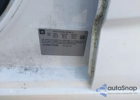 2015 Chevrolet Sonic Lt Auto z USA, uszkodzony, nr VIN 1G1JC5SG1F4107460